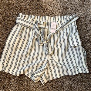 Striped Tie Waist Cargo Shorts